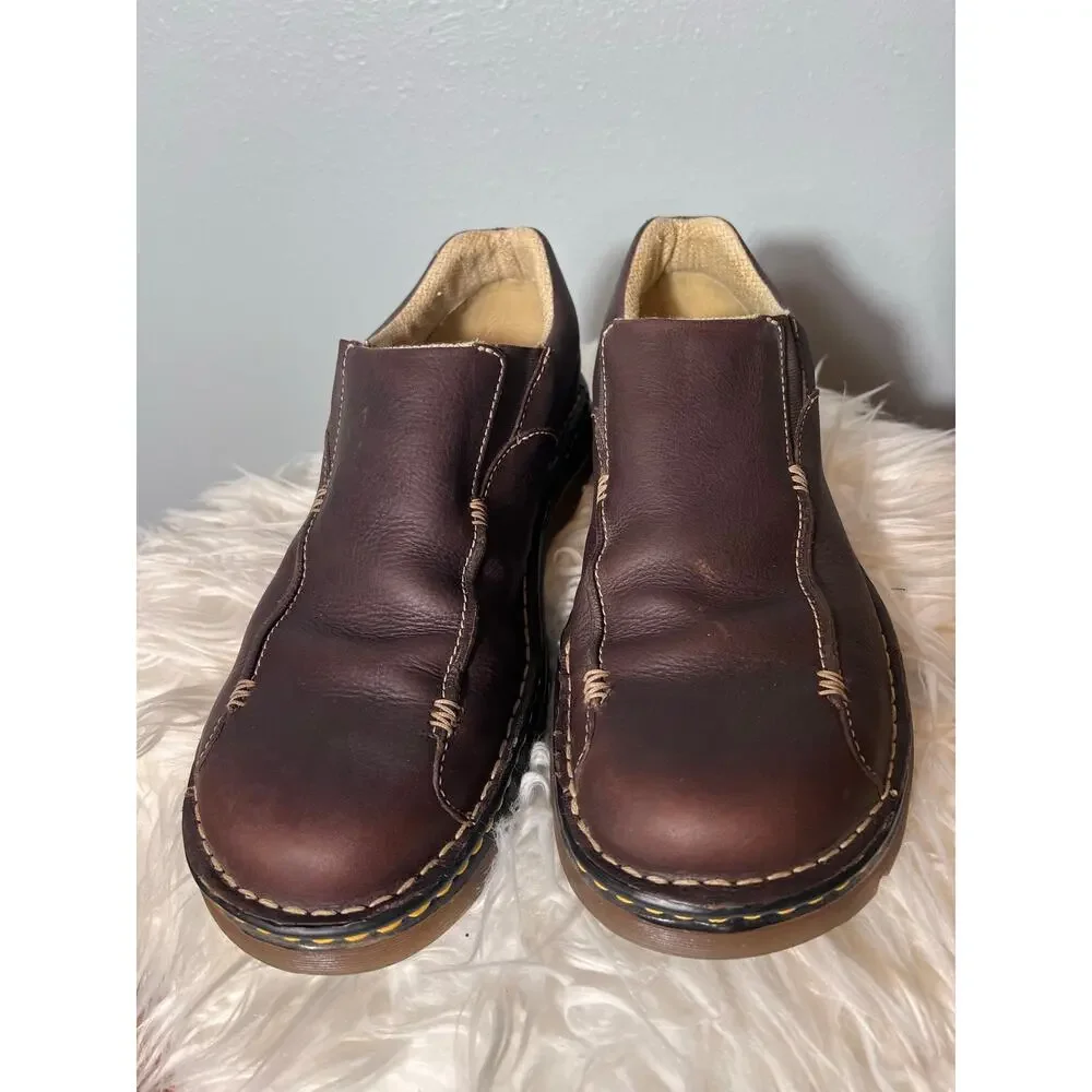 Doc Dr Martens Pebbled Leather Slip-on Loafers Men's Size 11 M Brown Style 11233
